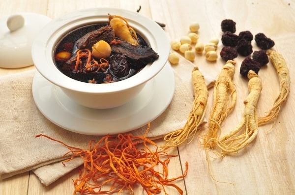 Nấu nhân sâm với đông trùng hạ thảo